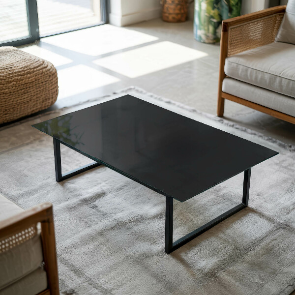 Tablero vidrio mesa rectangular Negro sólido elegante
