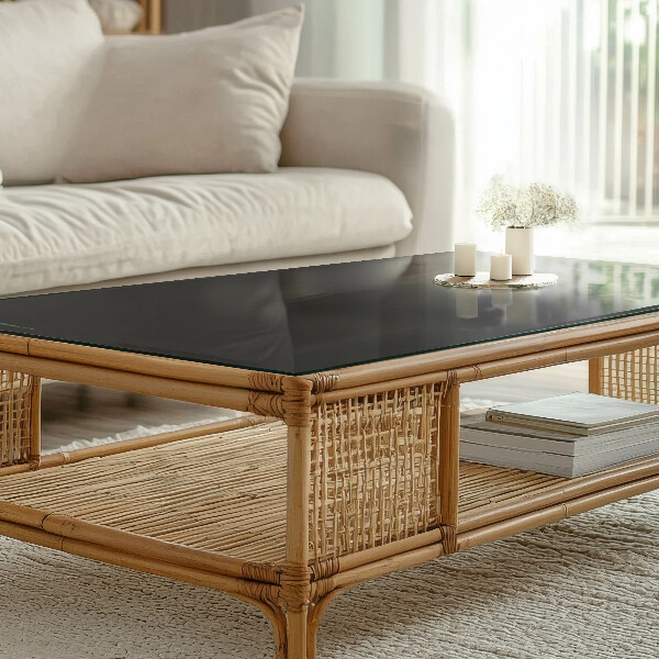 Tablero vidrio mesa rectangular Negro sólido elegante