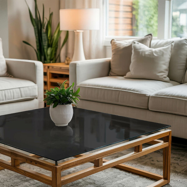 Tablero vidrio mesa rectangular Negro sólido elegante