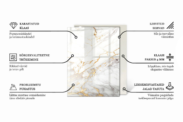 Tablero vidrio mesa rectangular Composición gráfica de mármol