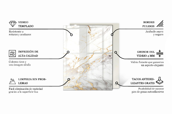 Tablero vidrio mesa rectangular Arañazos en la superficie del hormigón
