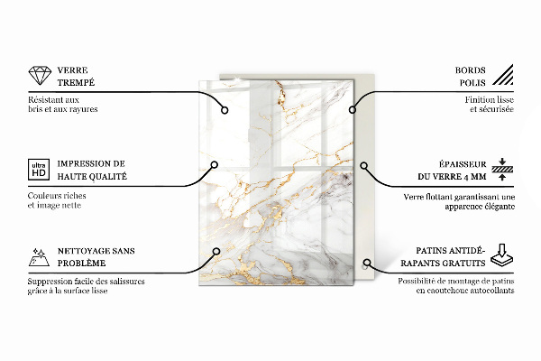 Tablero vidrio mesa rectangular Arañazos en la superficie del hormigón