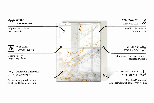 Tablero vidrio mesa rectangular Mármol con vetas delicadas