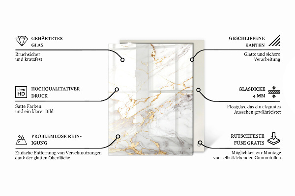 Tablero vidrio mesa rectangular Mármol con vetas delicadas