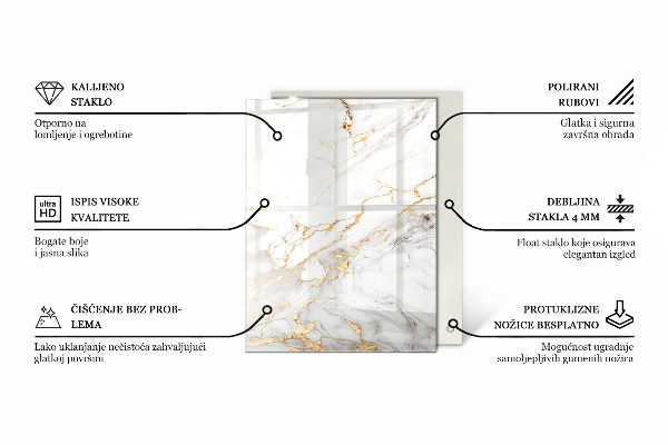 Tablero vidrio mesa rectangular Mármol con vetas delicadas
