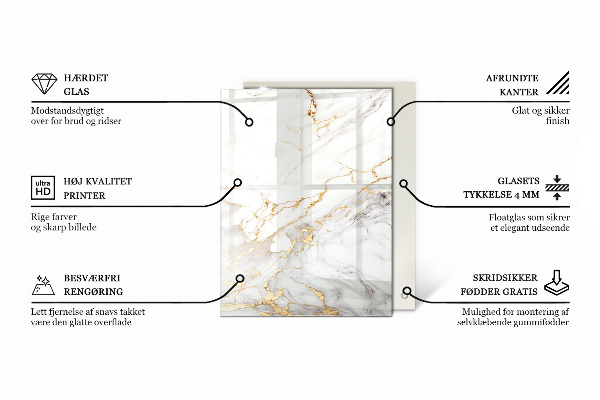 Tablero vidrio mesa rectangular Mármol con vetas delicadas
