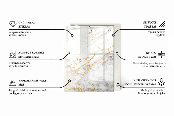 Tablero vidrio mesa rectangular Elegante patrón de mármol