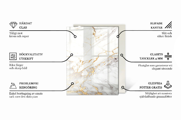 Tablero vidrio mesa rectangular Elegante patrón de mármol