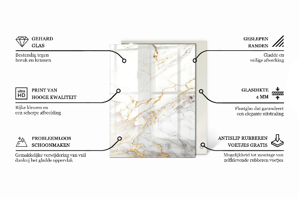 Tablero vidrio mesa rectangular Sutiles vetas de mármol