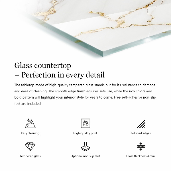 Tablero vidrio mesa rectangular Sutiles vetas de mármol