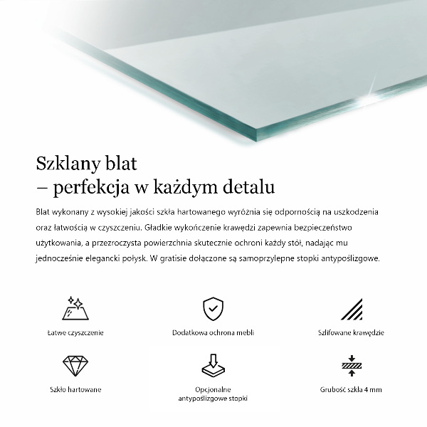 Tablero para mesa rectangular transparente