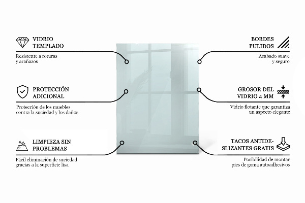 Tablero para mesa rectangular transparente