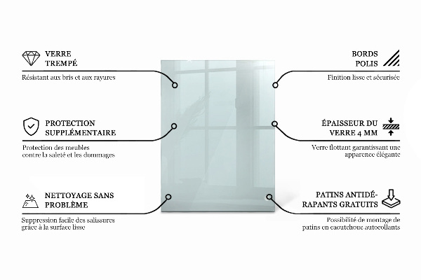 Tablero para mesa rectangular transparente