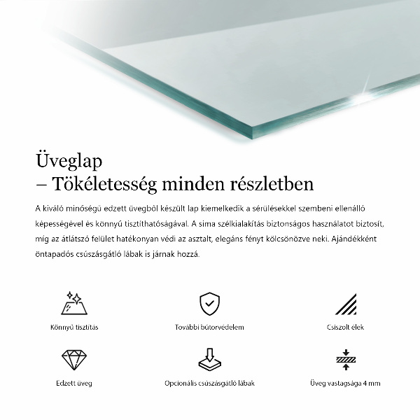 Tablero para mesa rectangular transparente