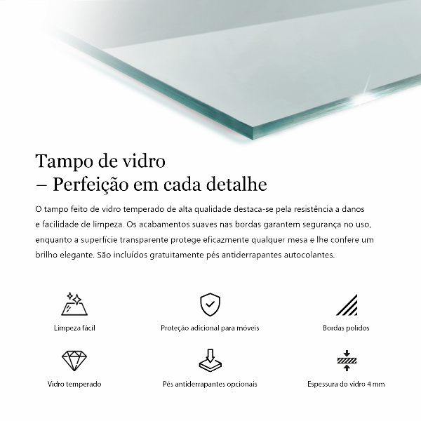 Tablero para mesa rectangular transparente