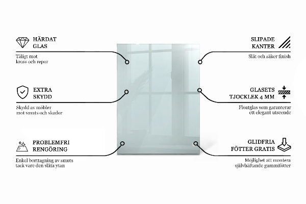 Tablero para mesa rectangular transparente