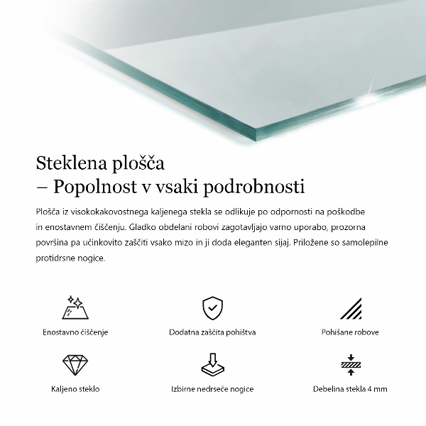 Tablero para mesa rectangular transparente