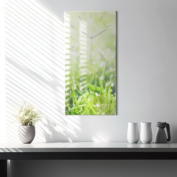 Reloj de vidrio vertical Hierba verde - espejomat.es
