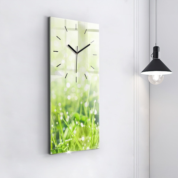 Reloj de vidrio vertical Hierba verde - espejomat.es