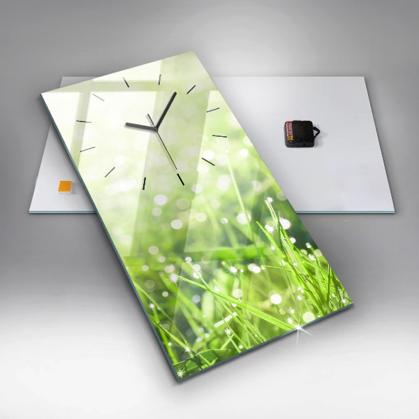Reloj de vidrio vertical Hierba verde - espejomat.es