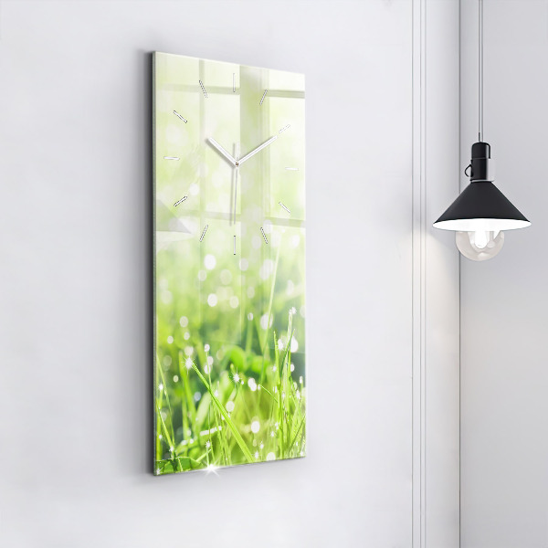 Reloj de vidrio vertical Hierba verde - espejomat.es