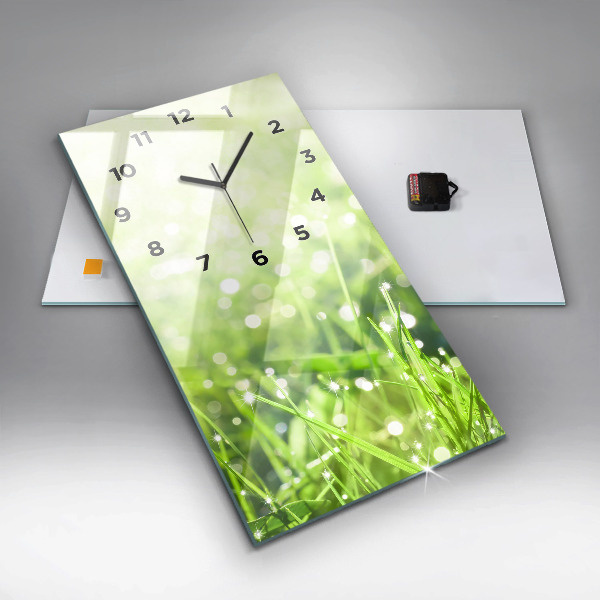Reloj de vidrio vertical Hierba verde - espejomat.es