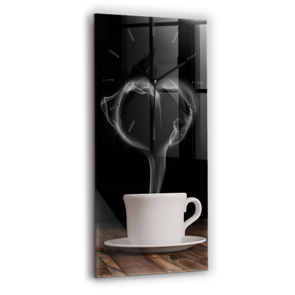 Reloj de cristal vertical Taza de café caliente - espejomat.es
