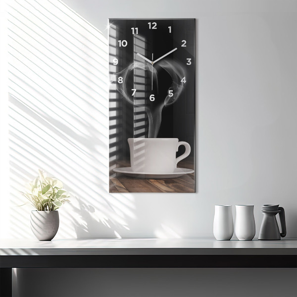 Reloj de cristal vertical Taza de café caliente - espejomat.es