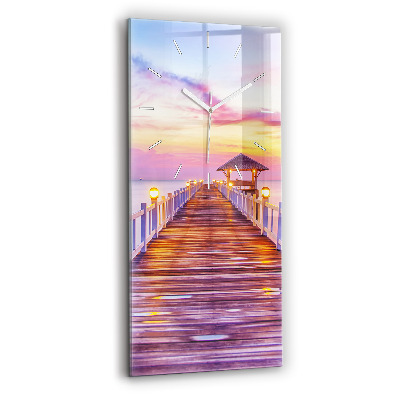 Reloj vertical Puente en el puerto al atardecer - espejomat.es