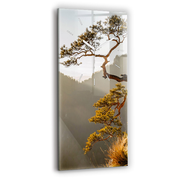 Reloj de cristal vertical Árbol en la montaña - espejomat.es