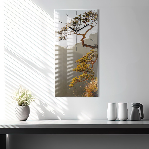 Reloj de cristal vertical Árbol en la montaña - espejomat.es