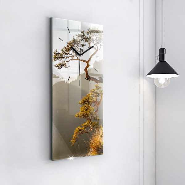 Reloj de cristal vertical Árbol en la montaña - espejomat.es
