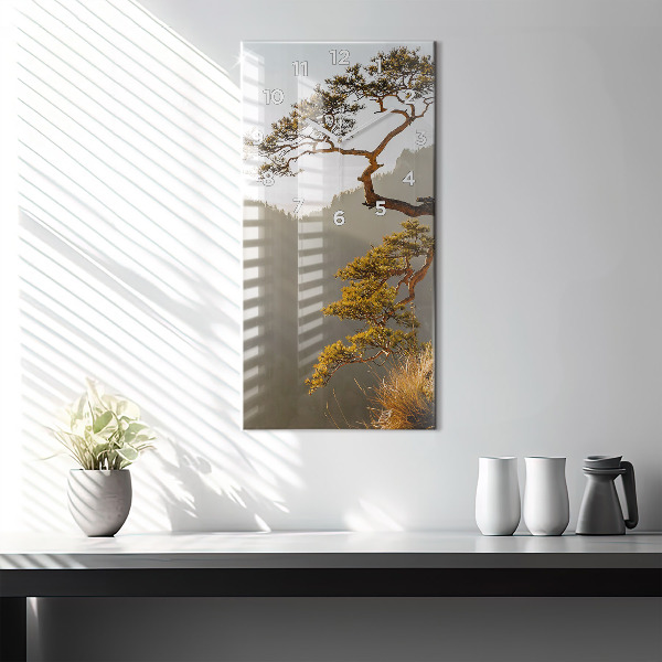 Reloj de cristal vertical Árbol en la montaña - espejomat.es