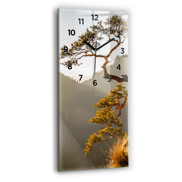 Reloj de cristal vertical Árbol en la montaña - espejomat.es