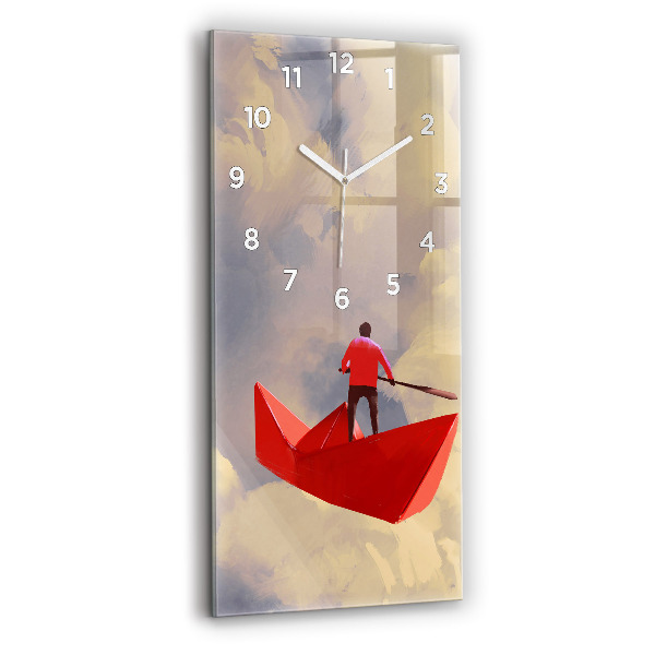 Reloj de vidrio vertical Barcos de papel - espejomat.es