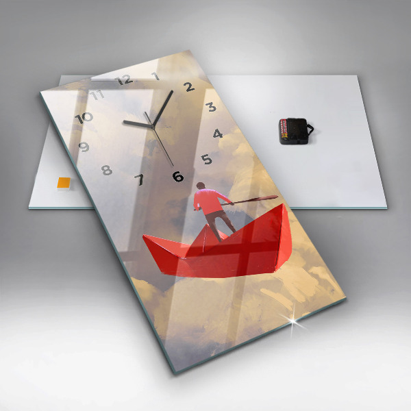 Reloj de vidrio vertical Barcos de papel - espejomat.es