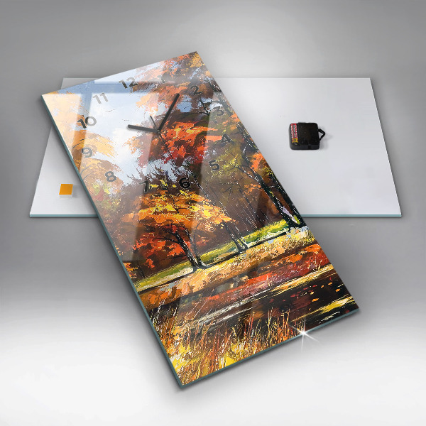 Reloj de vidrio vertical Paisaje otoñal con río - espejomat.es