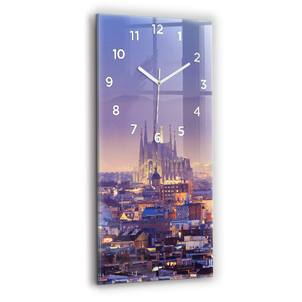Reloj de vidrio vertical Vista de Barcelona - espejomat.es