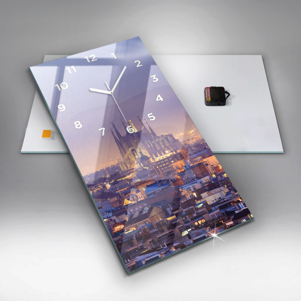Reloj de vidrio vertical Vista de Barcelona - espejomat.es