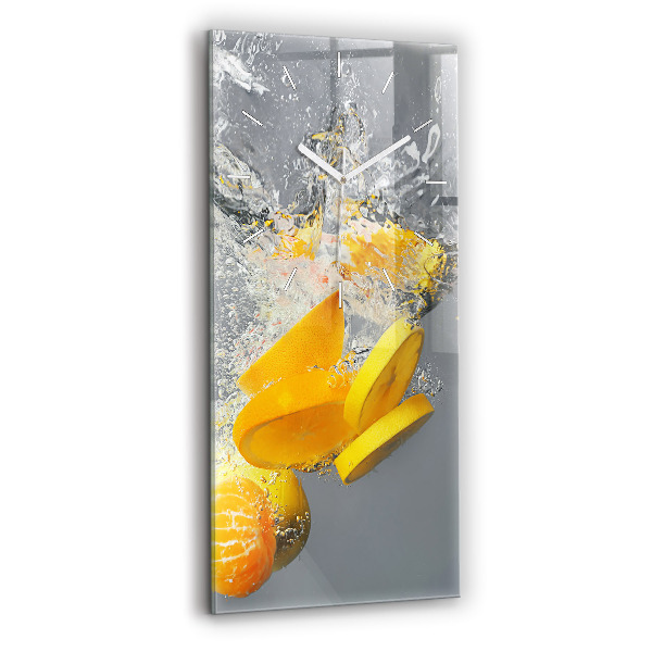 Reloj de cristal vertical Cítricos en agua - espejomat.es