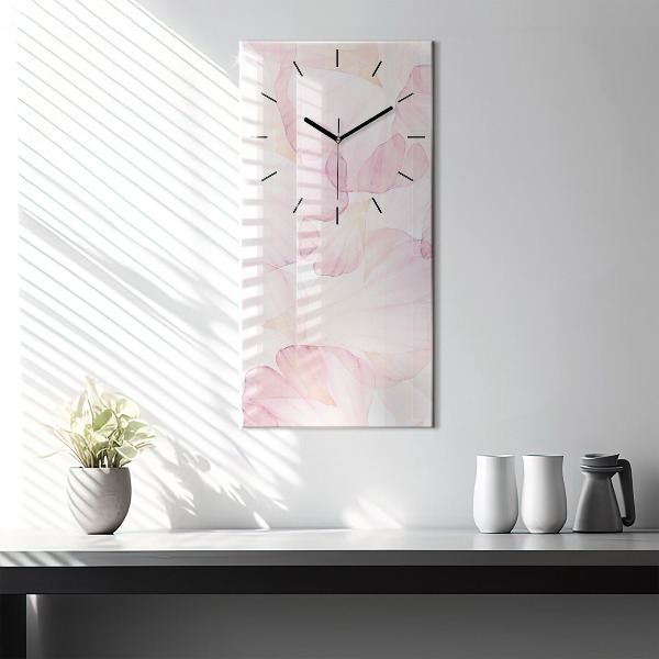Reloj de cristal vertical Pétalos de acuarela - espejomat.es