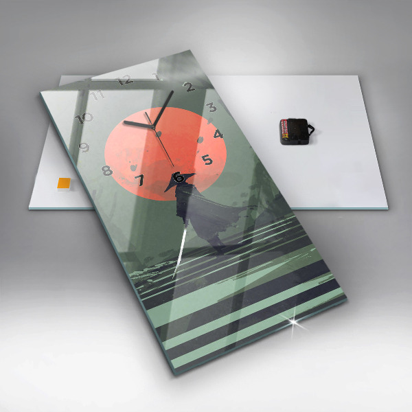 Reloj de vidrio vertical Samurai en el bosque - espejomat.es