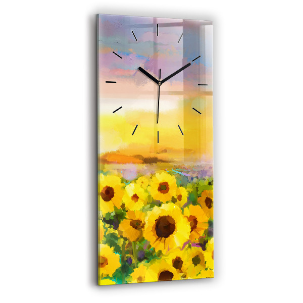 Reloj de vidrio vertical Campo de girasoles - espejomat.es