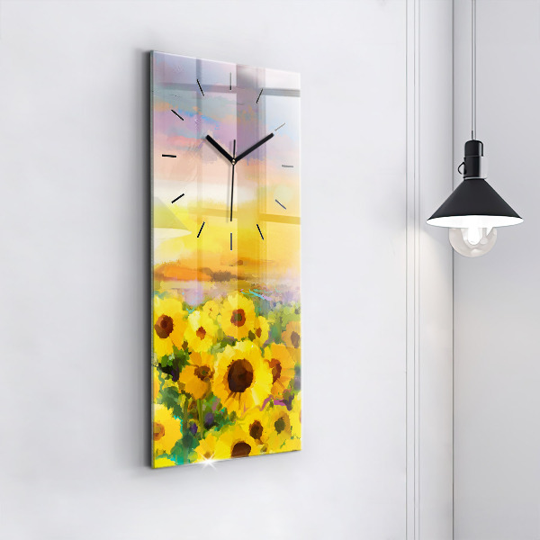 Reloj de vidrio vertical Campo de girasoles - espejomat.es