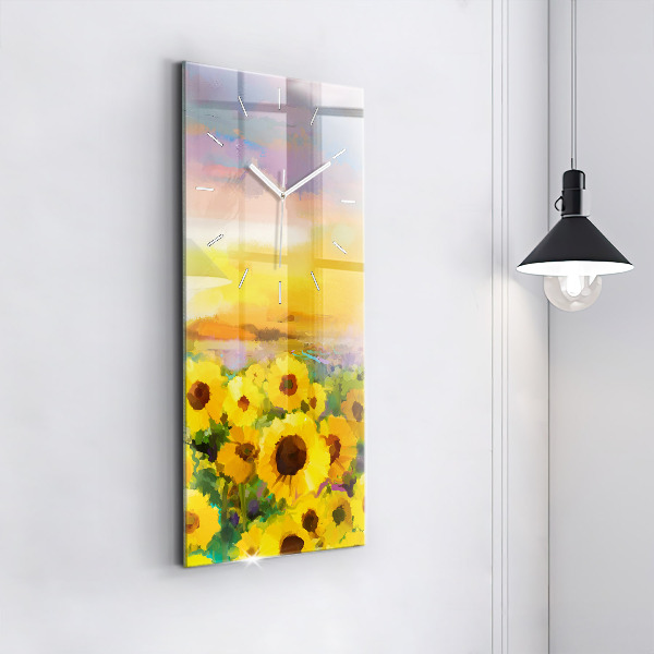 Reloj de vidrio vertical Campo de girasoles - espejomat.es