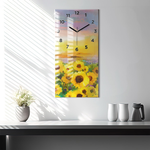Reloj de vidrio vertical Campo de girasoles - espejomat.es