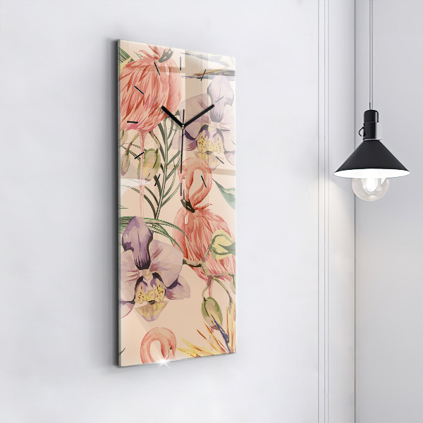 Reloj de vidrio vertical Hojas de palmera tropical - espejomat.es