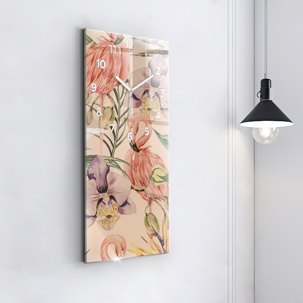 Reloj de vidrio vertical Hojas de palmera tropical - espejomat.es