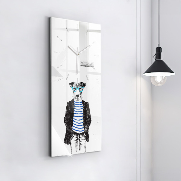 Reloj de cristal vertical Perro en cuerpo humano - espejomat.es
