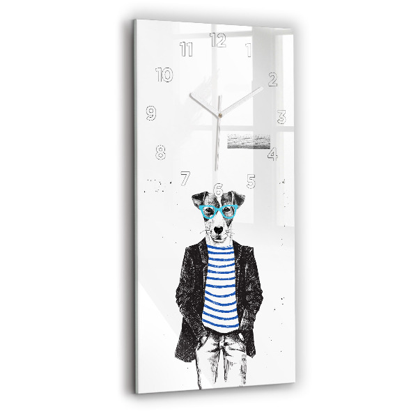 Reloj de cristal vertical Perro en cuerpo humano - espejomat.es